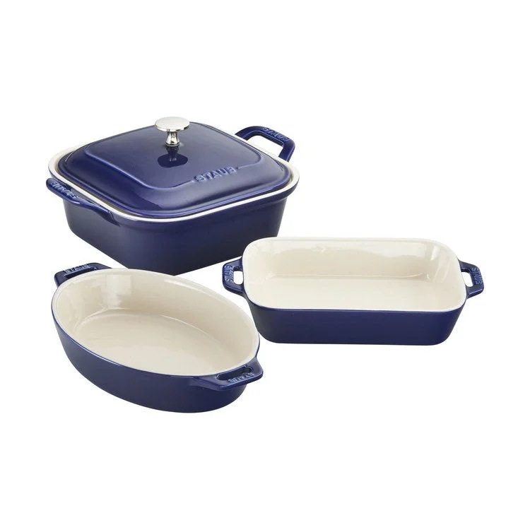 Four-Piece Stoneware Mixed Baking Dish Set - Dark Blue