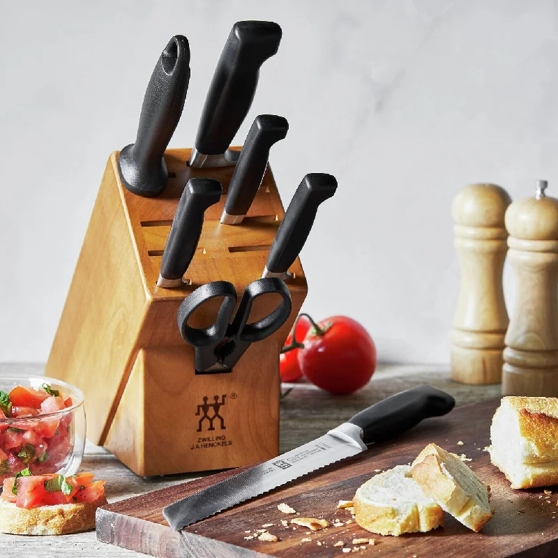 Zwilling J. A. Henckels - Four Star Cutlery Set with Knife Block & Sharpening Steel, 8 Pieces