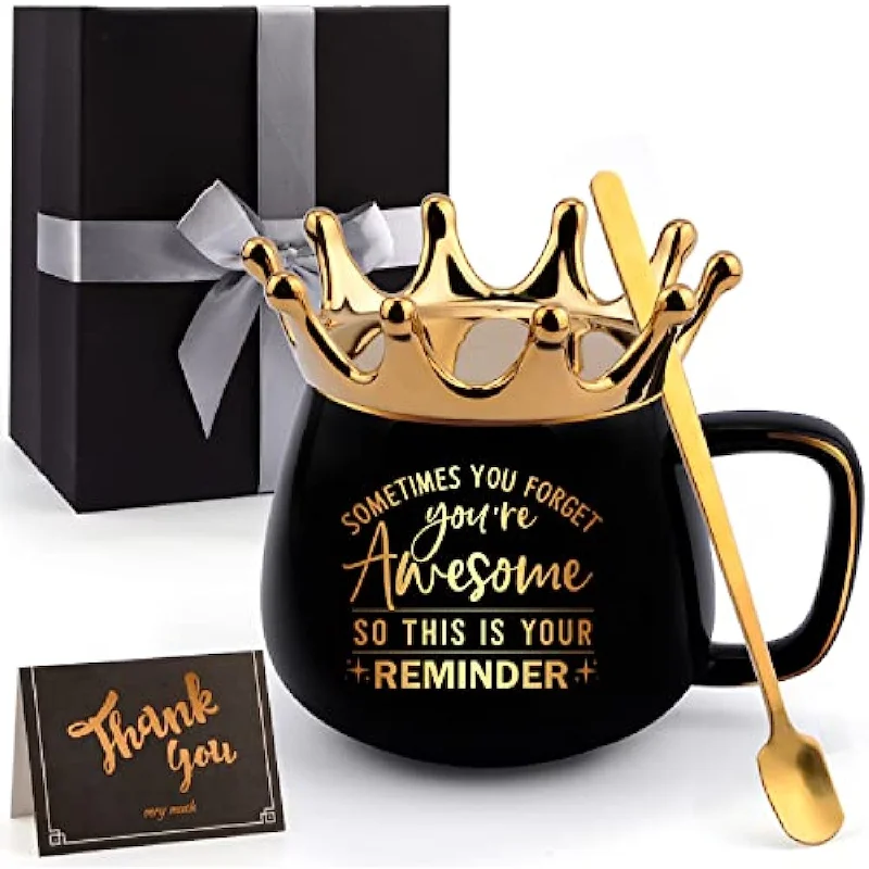 Graduation Gifts for Her -Funny Retirement Gifts Black Crown Coffee Mugs with Gift Card